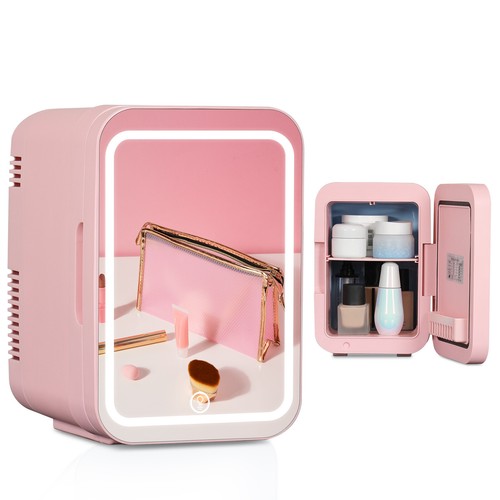 Pink led mirror mini fridge - 4l,